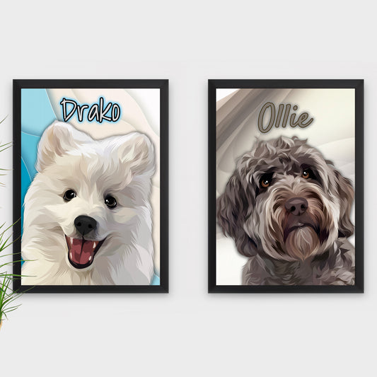 "Pop Art Pets" A3 Framed Set of 2 Fully Framed Ready to Hang